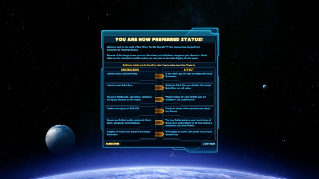 Swtor preferred status что это