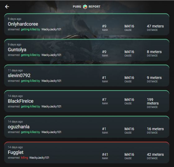 Pubg Report App Shows If You Ve Killed A Streamer Mmogames Com - plus highlight clips will be added soon that feature interesting achievements like the longest kill caught on stream pubg report